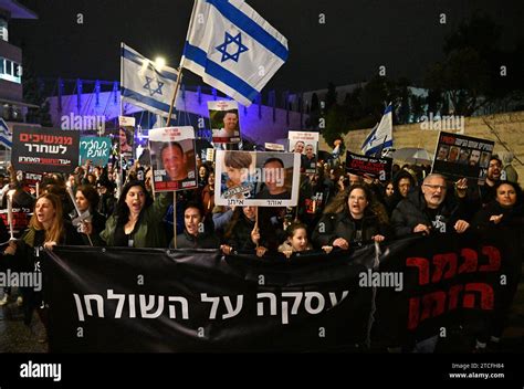 Jerusalem Israel Dezember Familien Israelischer Geiseln Tragen