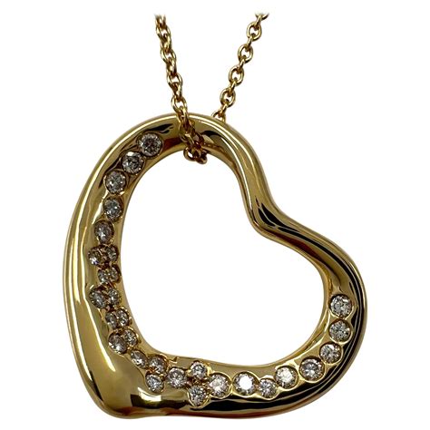 Tiffany And Co Elsa Peretti Open Heart Diamond Pendant In 18k Gold 0