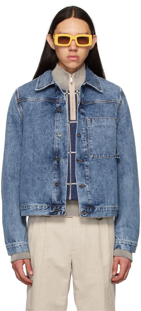 JACQUEMUS Blue Le Raphia La Veste de Nîmes Jao Denim Jacket SSENSE