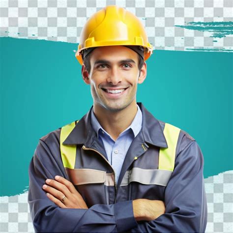 Premium Psd A Man Wearing A Hard Hat And Glasses Is Wearing A Hard Hat