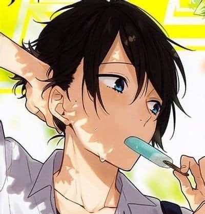 An Anime Character With Black Hair And Blue Eyes Holding A Toothbrush