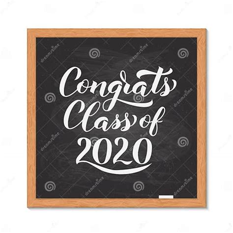 Congrats Class Of 2020 Hand Written On Chalkboard With Wooden Frame