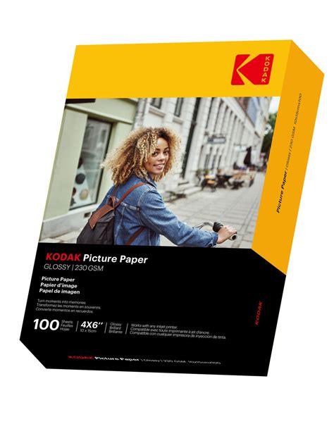 Kodak Picture Paper Glossy 230 gsm 4R - 4 "x 6" Size x 100 Sheets ...