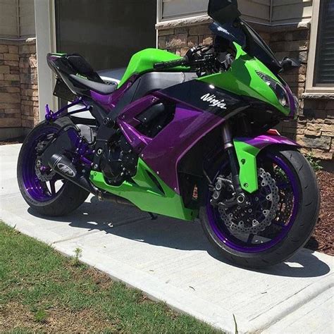 2009 Kawasaki Ninja Zx 10r Green Purple Kawasaki Ninja Sport Bikes Ninja Bike