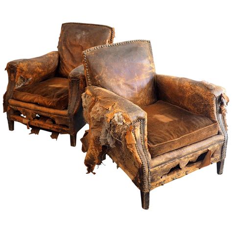 Distressed Leather Club Chair Stühle Sessel Möbel