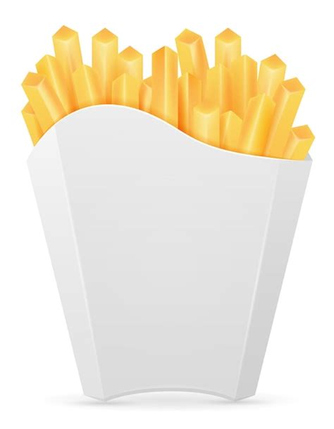 Papas fritas en envase de cartón en blanco Vector Premium