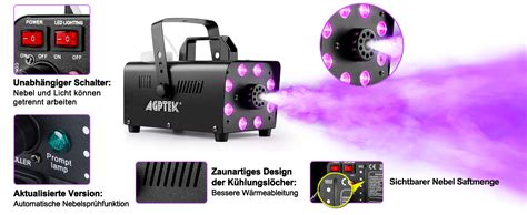 Nebelmaschine Agptek Rauchmaschine Mit Farbigen Led Lichtern Und