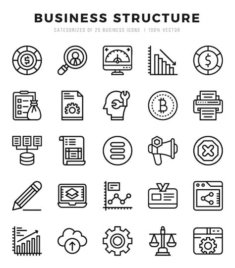 Iconos De La Estructura Empresarial Conjunto De Iconos Lineales Del