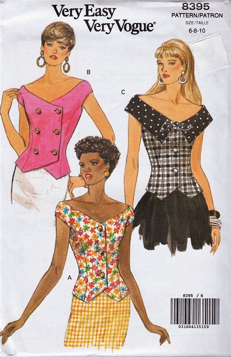 Very Easy Vogue 8395 Vintage Sewing Pattern Blouse Shirt Etsy