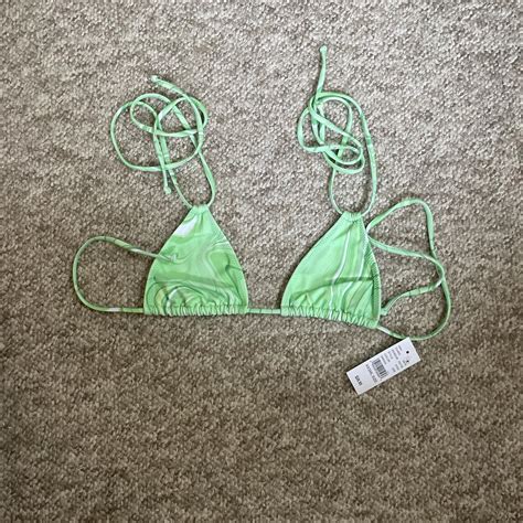 La Hearts By Pacsun Women S Green And White Bikini And Tankini Tops Depop