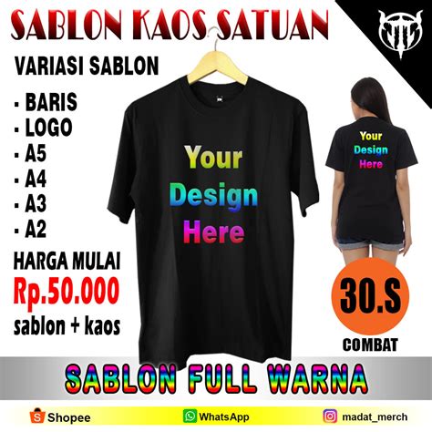 Jual Kaos Costum Sablon Depan Belakang Sablon Satuan Suka Suka