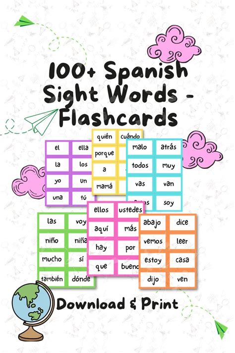 Spanish High Frequency Word Flashcards 100 Words Palabras Etsy High Frequency Words