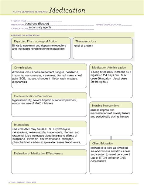 Bupropion Ati Medication Template