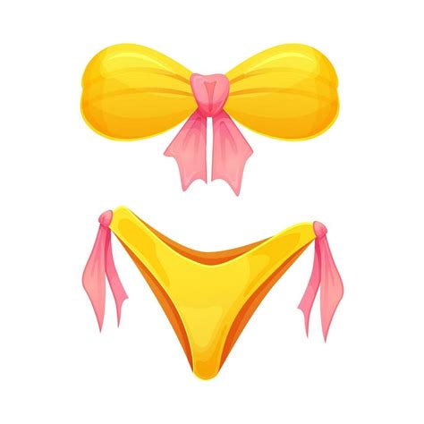 De las mujeres traje de baño bikini en amarillo color con rosado atar