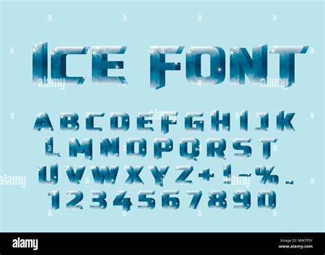 Ice font. Ice letters and numerical.. Frozen water in the shape of the ...