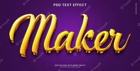 Premium Psd Maker Golden Glossy Shiny 3d Text Effect Template