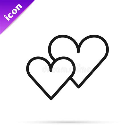 Black Two Linked Hearts Icon Isolated On White Background Romantic