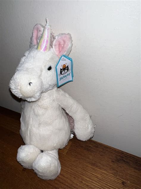 Jellycat Medium Bashful Unicorn Plush White Pink Soft Cuddly New