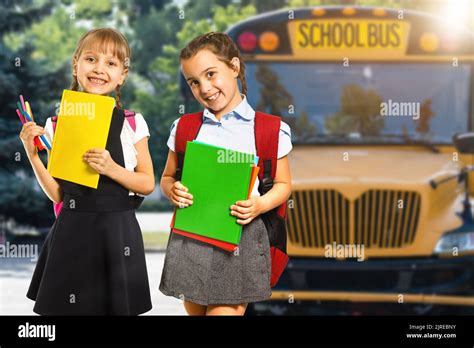 Little Kids Schoolchildren Pupils Students The School Bus Welcome