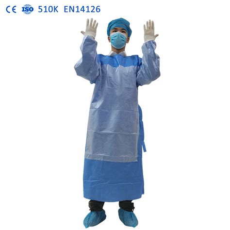 Ansi Aami Pb70 Disposable Level 3 Level 2 Non Woven Gown Blue Thickened