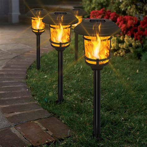 Dynaming 6 Pack Solar Flame Pathway Lights Outdoor Flickering Flame