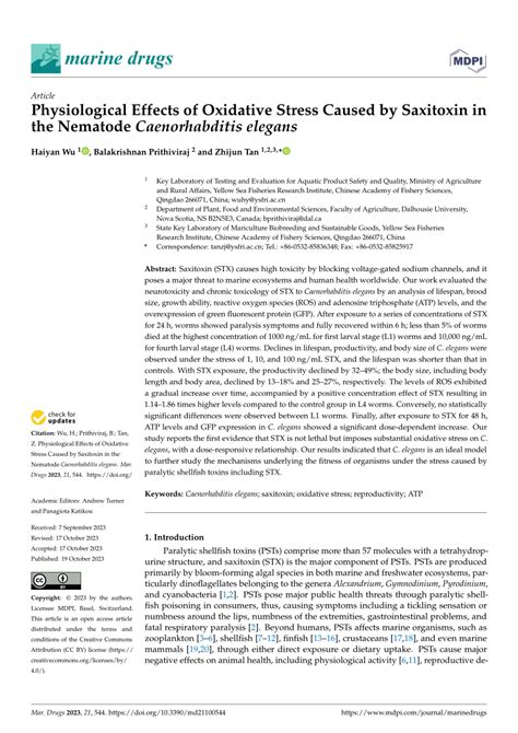 (PDF) Physiological Effects of Oxidative Stress Caused by Saxitoxin in ...