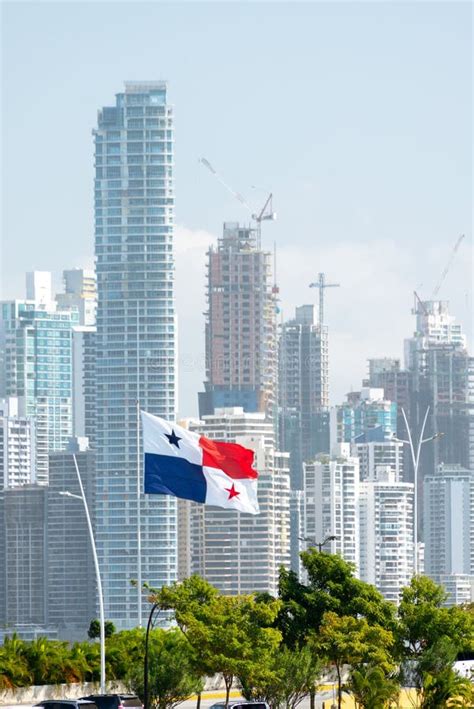 Panama Flag Blue Sky In Panama City Stock Image Image Of Panama