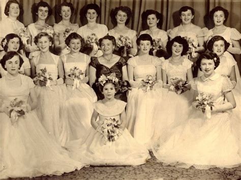 An Old Black And White Photo Of Bridesmaids