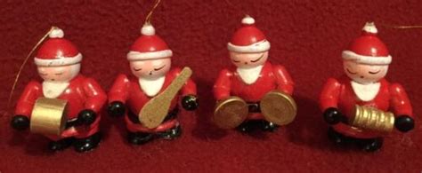 Vintage Wood Santa Band Ornaments 6 2 Ebay