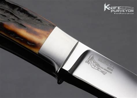 Bob Loveless Custom Knife Double Nude Logo Riverside Amber Stag Scandic With Extended Bolster