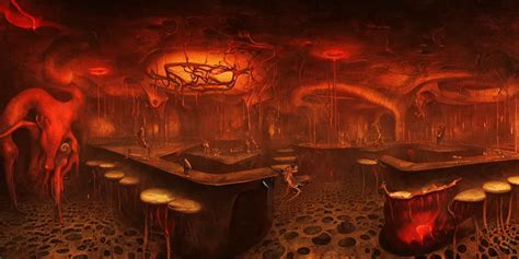 Surreal Bar Interior In Hell By Hieronymus Bosch Stable Diffusion