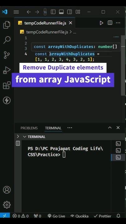 How To Remove Duplicate Elements From An Array In Javascript Javascript Youtube