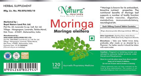 Buy Naturz Ayurveda Moringa Oleifera Mg Tablets Pack Of