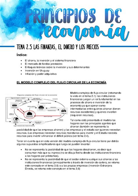 Tema Econom A Principio De Econom A Resumen Tema Las Finanzas