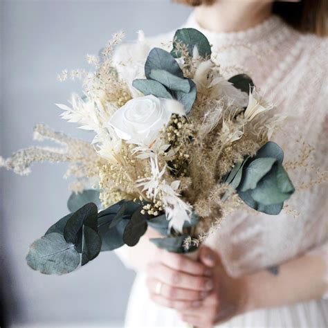 Trockenblumen Trockenblumenstrau Hochzeit Brautstrau Mit Eukalyptus