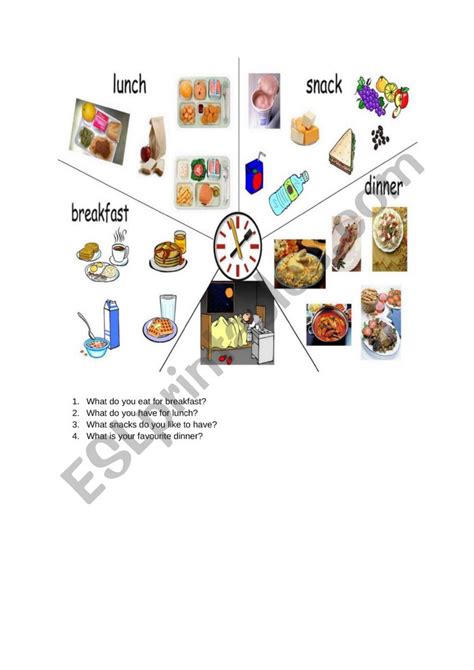 Breakfast Lunch And Dinner Esl Worksheet By Isasantos21