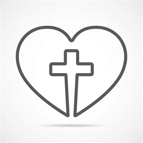 Corazón Con Cruz Cristiana Dentro Ilustración Vectorial Vector De