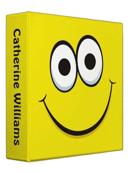 Smiley Face Binder Personalized Yellow Binder Yellow Binder Featuring