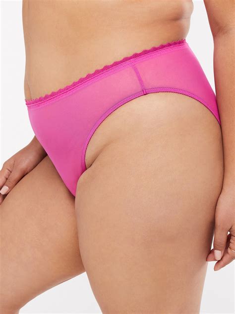 Mesh Crotchless High Leg Bikini In Pink Savage X Fenty