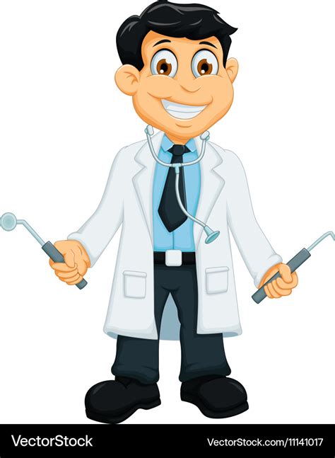 Cute dentist cartoon holding dentist tools Vector Image