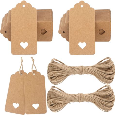 Jijacraft Pcs Star Gift Tags Brown Kraft Paper Tags With String For