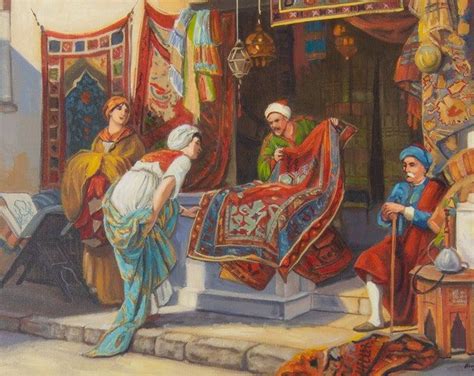 Carpet Market In Old Cairo Arabic Art Hand Painted Oil Etsy UK