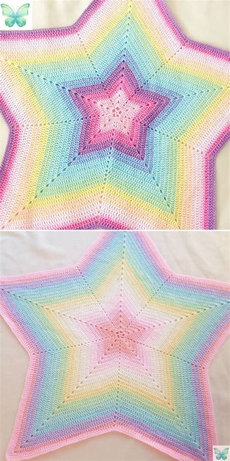 Pastel Star Blankets By Butterfly Crochet Crochet Star Patterns Crochet Stars Granny Square