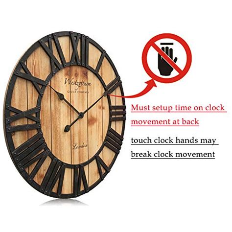 Westzytturm Inch Farmhouse Wooden Clock Large Rustic Wood Wall Clock