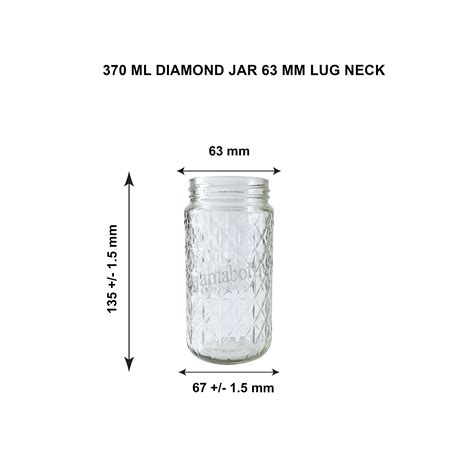 370 Ml Diamond Glass Jar 63 Mm Lug Neck Ajanta Bottle Pvt Ltd