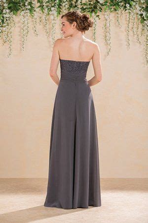 B183015 Long Sweetheart Neckline Lace Poly Chiffon Bridesmaid Dress