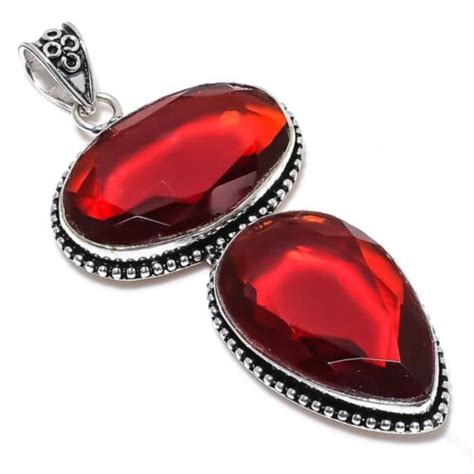 Natural Mozambique Garnet Gemstone Sterling Silver Pendant