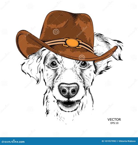 A Dog in a Cowboy Hat. Vector Illustration Stock Vector - Illustration of design, rider: 101957990