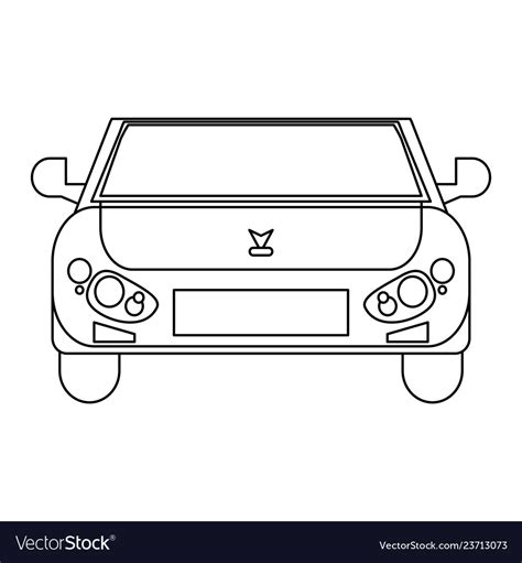 Car vehicle frontview black and white Royalty Free Vector