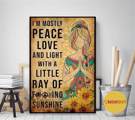 Yoga Girl Im Mostly Peace Love And Light Vertical Poster Bassetshirt